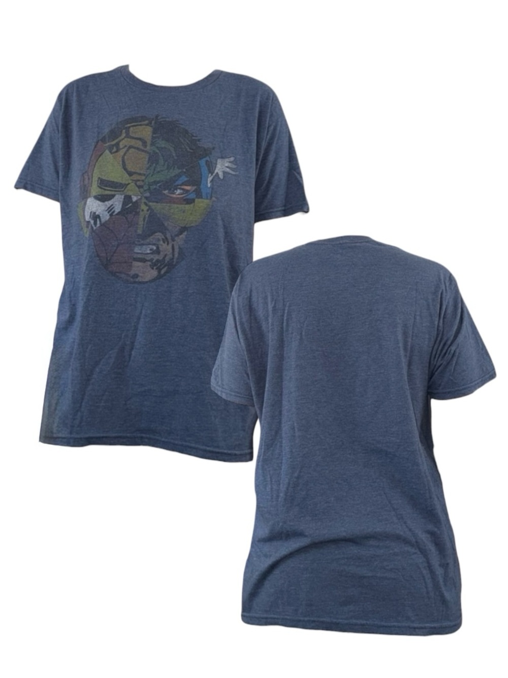 Heather Blue Graphic Marvel Face Split T-Shirt